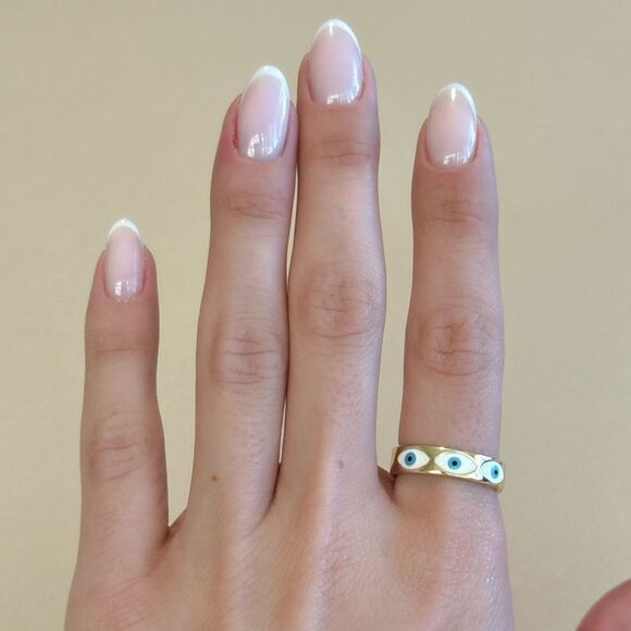 Anthropologie Gold and Blue Eye Ring - Picture 3 of 3